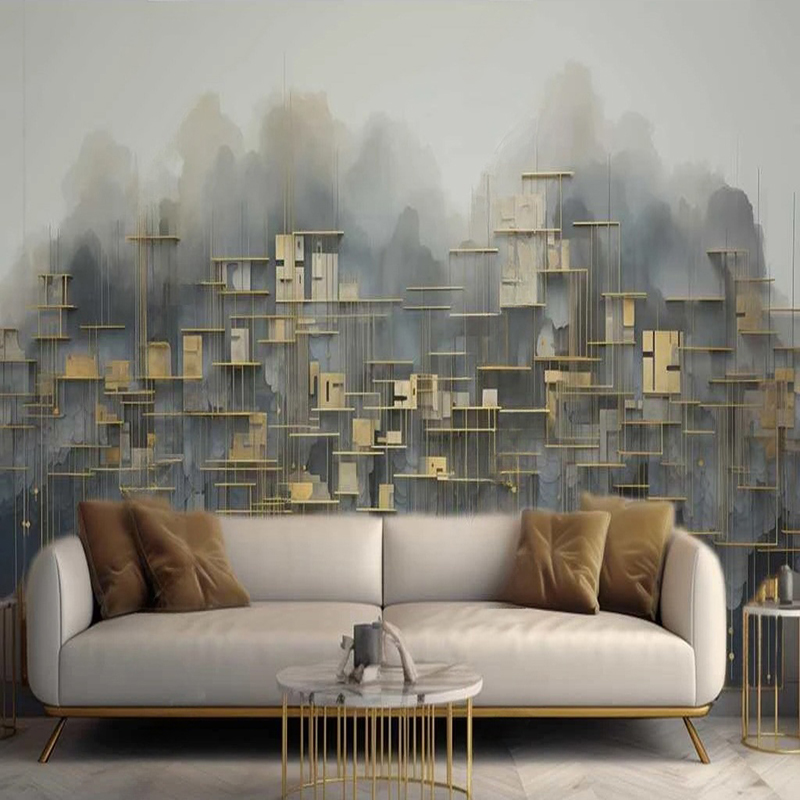 Home Textiles City - カスタム写真壁画モダンスタイル抽象都市建物家の装飾絵画リビングルーム KTV バーカフェレストラン背景 3D