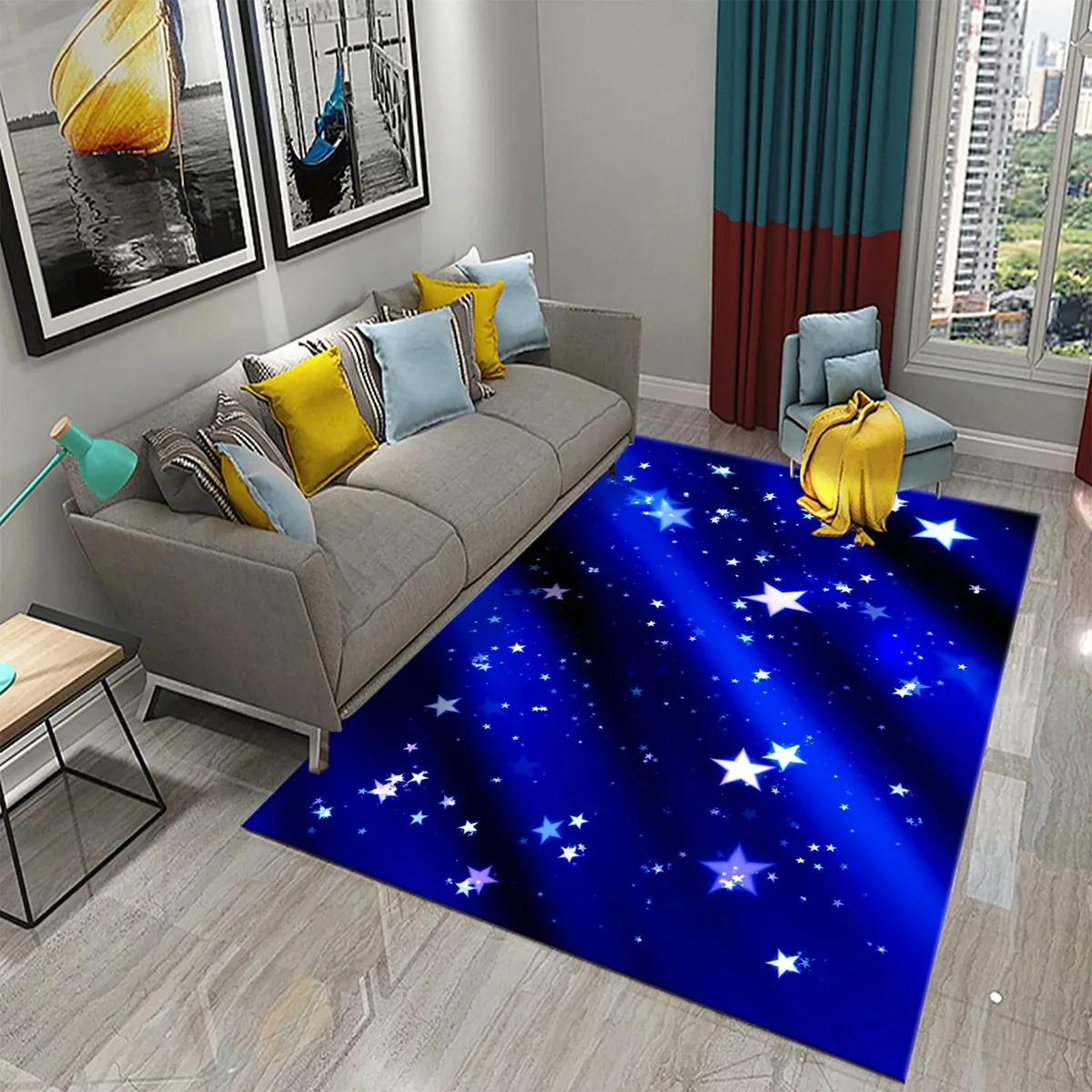 Galaxy Home Textiles - スターカーペットスペースギャラクシーエリアラグ用リビングルームコーヒーチェア寝室バスルーム玄関ノンスリップ家の装飾