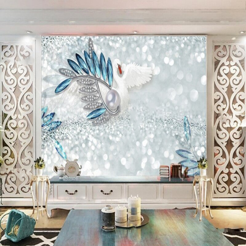 Galaxy Home Textiles - モダンでシンプルでエレガントな3Dブルー夢のような銀河ジュエリースワンテレビ豪華な家の装飾背景壁画