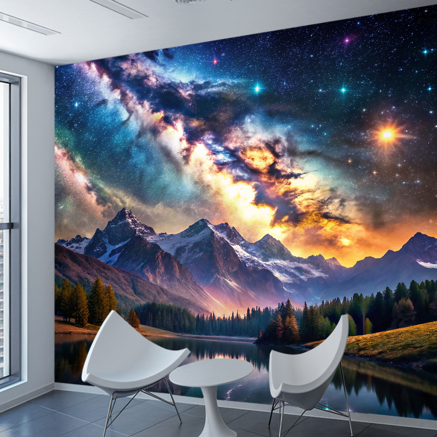 Galaxy Home Textiles - 剥がして貼るだけ、オプションあり、15+ 防水壁紙、リビングルーム用、ギャラクシースターナイトスペースウォールアートパネル、家の装飾、壁画デコ