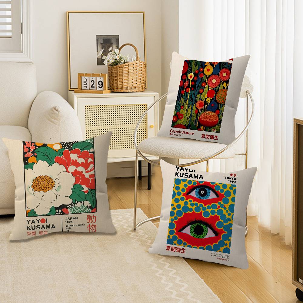 Home Textiles Exhibition - 草間彌生美術展 クッションカバー 装飾枕 ソファ ホームデコレーション クッションケース