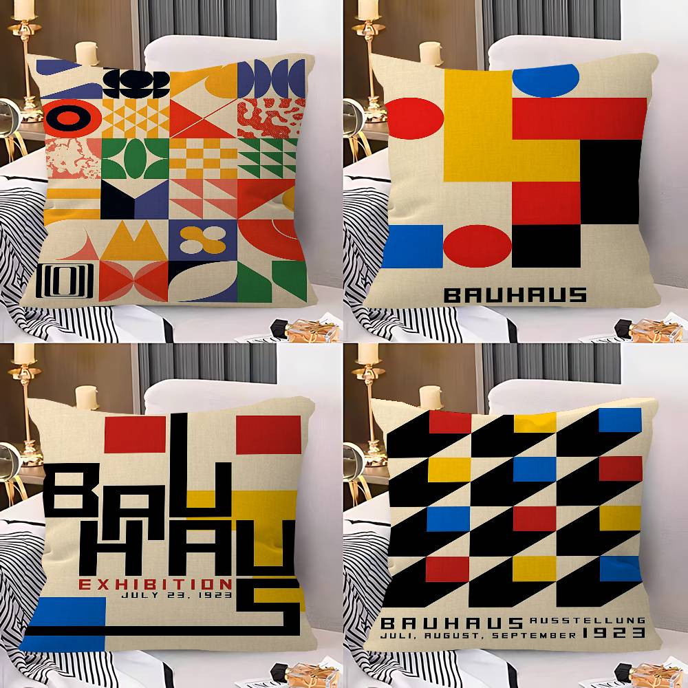 Home Textiles Exhibition - 抽象的なバウハウス展示会クッションカバー車用スローピローケースソファ車用クリスマスギフト40x40cm 45x45cm