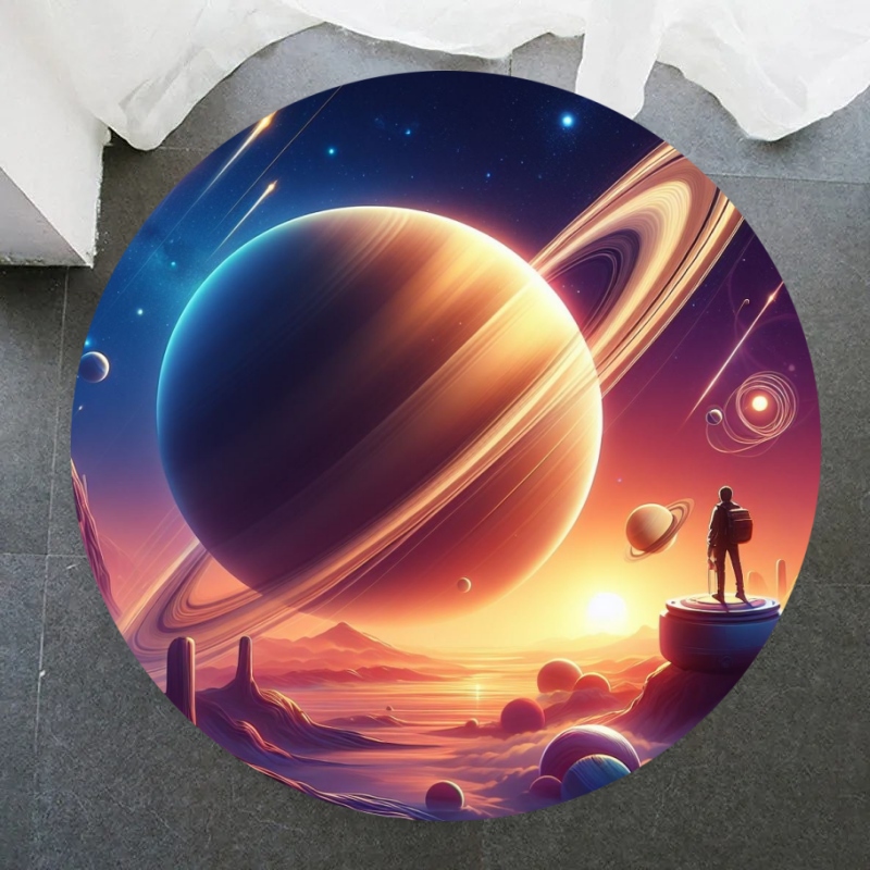 Galaxy Home Textiles - ギャラクシーラウンドラグ 宇宙空間 星雲 星 星空カーペット サークルフロアマット