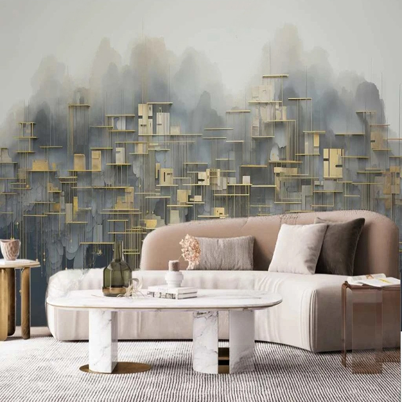 カスタム写真壁画モダンスタイル抽象都市建物家の装飾絵画リビン - Home Textiles City のレビューと価格