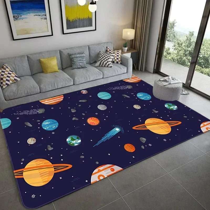 漫画宇宙宇宙飛行士カーペット銀河宇宙敷物惑星ロケット子供の寝 - Galaxy Home Textiles のレビューと価格