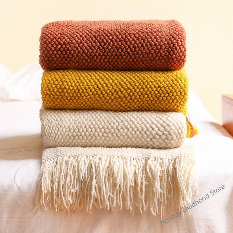 厚手のニットブランケット,コーングリーン,エンボスワッフル, - Home Textiles City のレビューと価格
