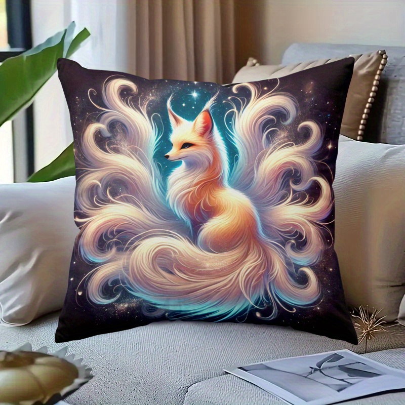 ファンタジー九尾狐枕カバー、神秘的な動物クッションカバー、銀 - Galaxy Home Textiles のレビューと価格