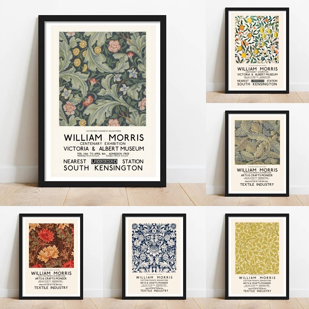 ウィリアムモリスヴィンテージ花柄展示紙ポスター植物の花葉テキ - Home Textiles Exhibition のレビューと価格