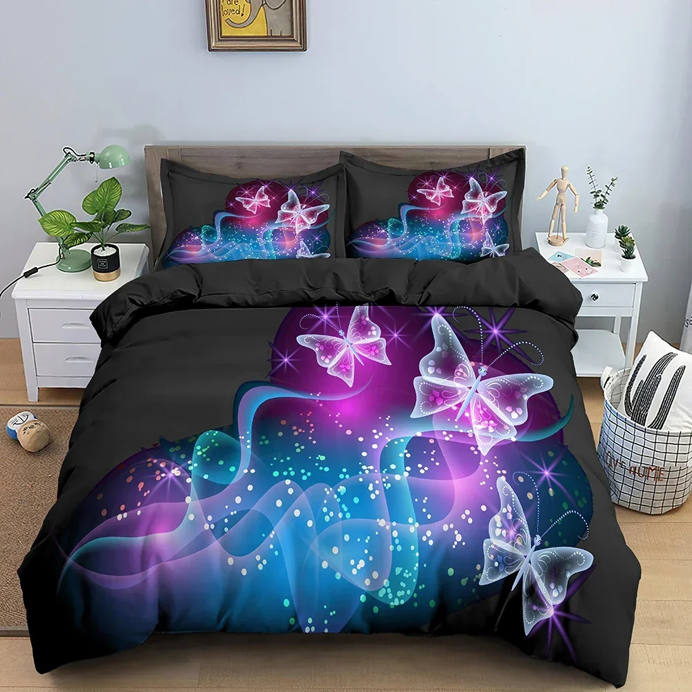 新しい 3D プリント銀河蝶快適な布団キルトカバー枕カバー寝 - Galaxy Home Textiles のレビューと価格