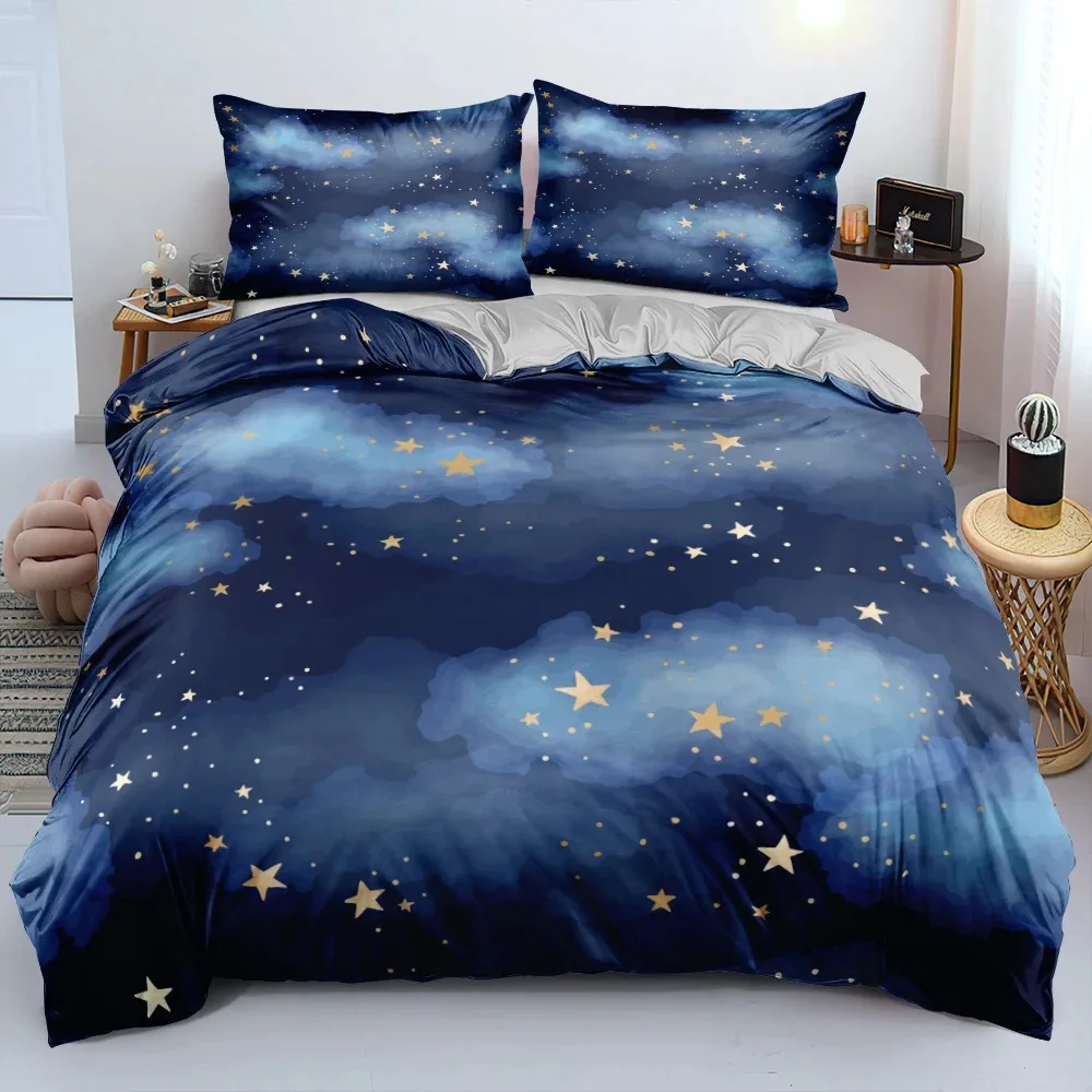 高級銀河ダークブルー快適な布団キルトカバー枕カバー寝具セット - Galaxy Home Textiles のレビューと価格